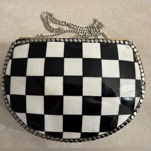 NWT RAMLA Official Handmade Moroccan Mosaic Tile Black and White Checker Bag NWT